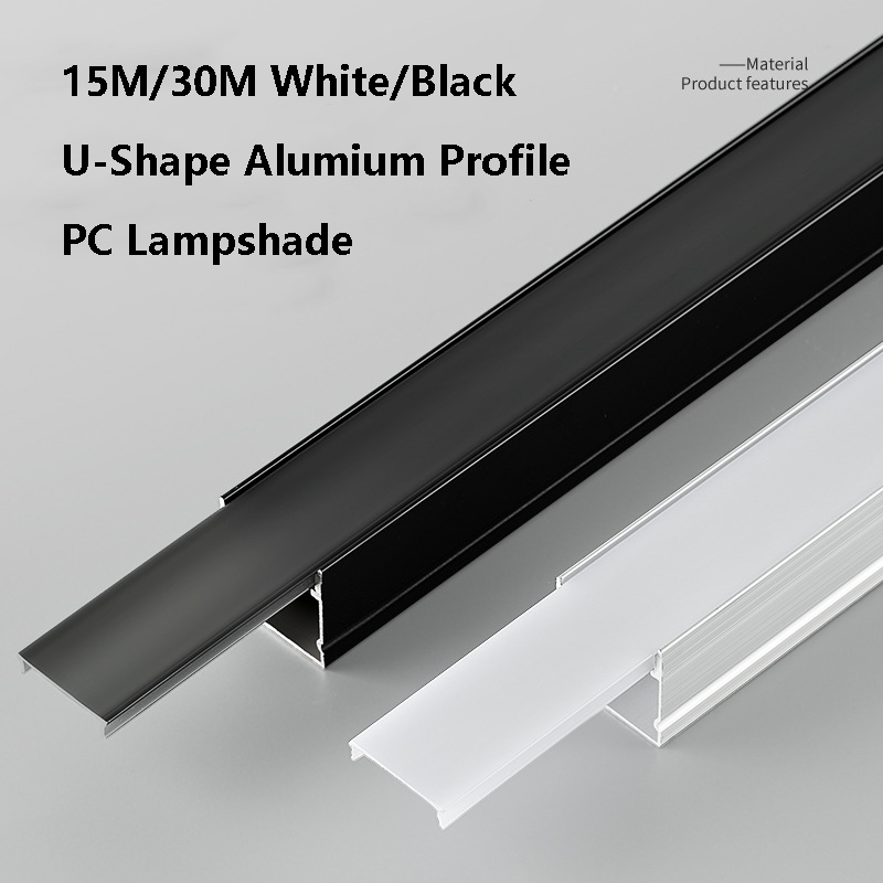 Diffusion Material Roll - White/Black U-Shape Alumium Profile PC Lampshade