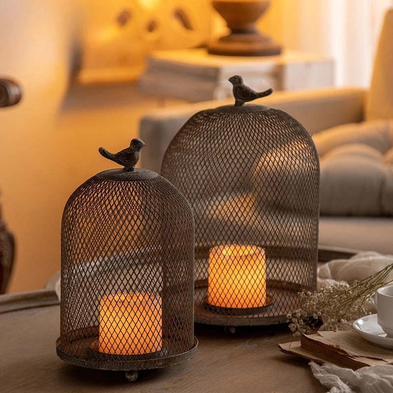 Vintage Photography Lighting - Vintage Iron Birdcage Candle Holder with