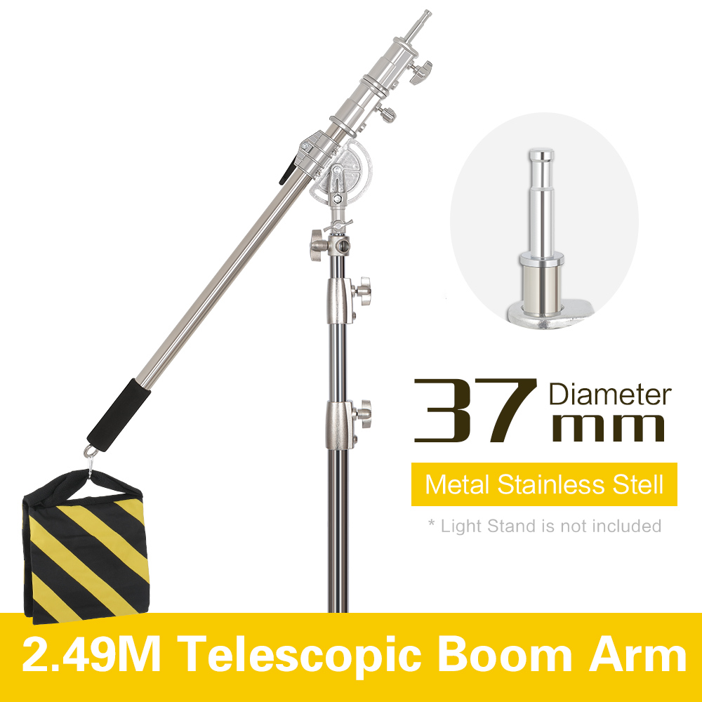 Boom Arm Stand - 2.49M Length Cross Arm Stainless Steel