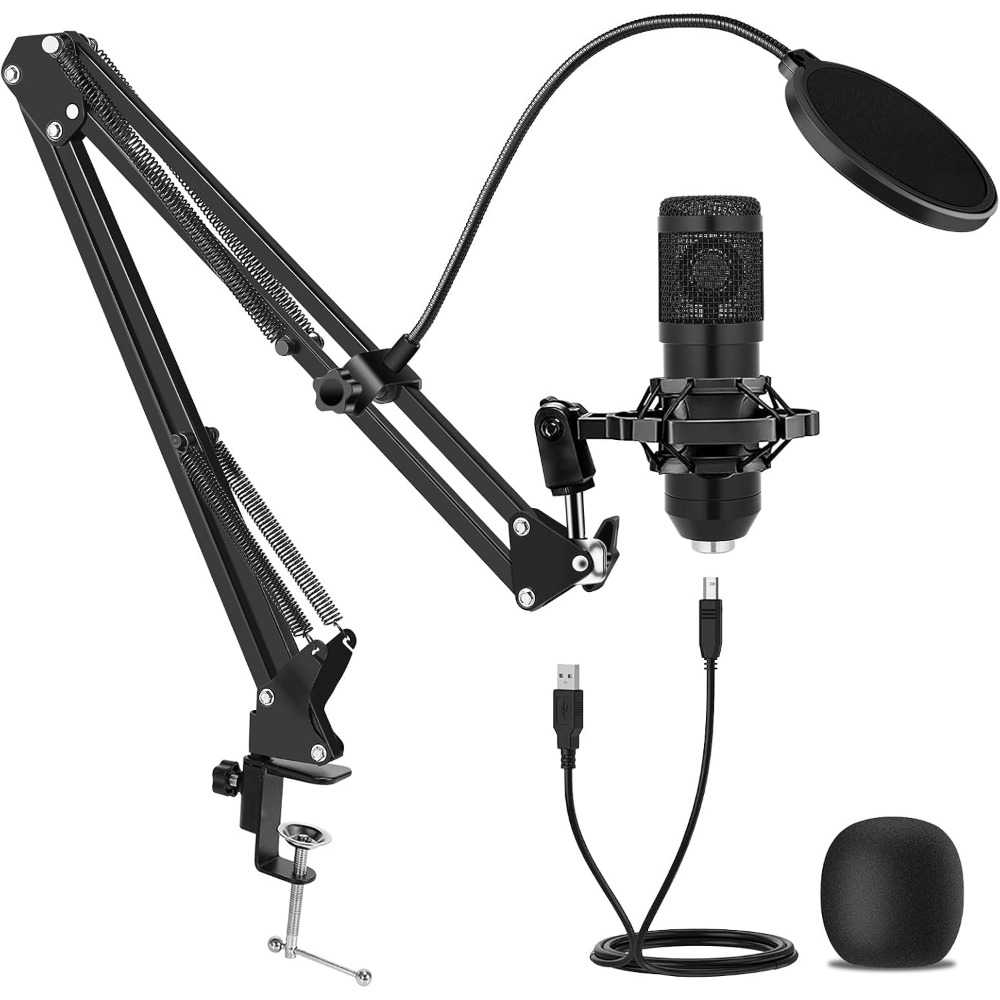 Boom Arm Stand - Condenser Microphone Kit with Adjustable Boom