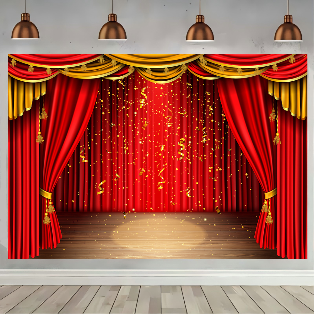Photography Lighting Backdrop - Red Theater Curtain Party Backdrop Stage