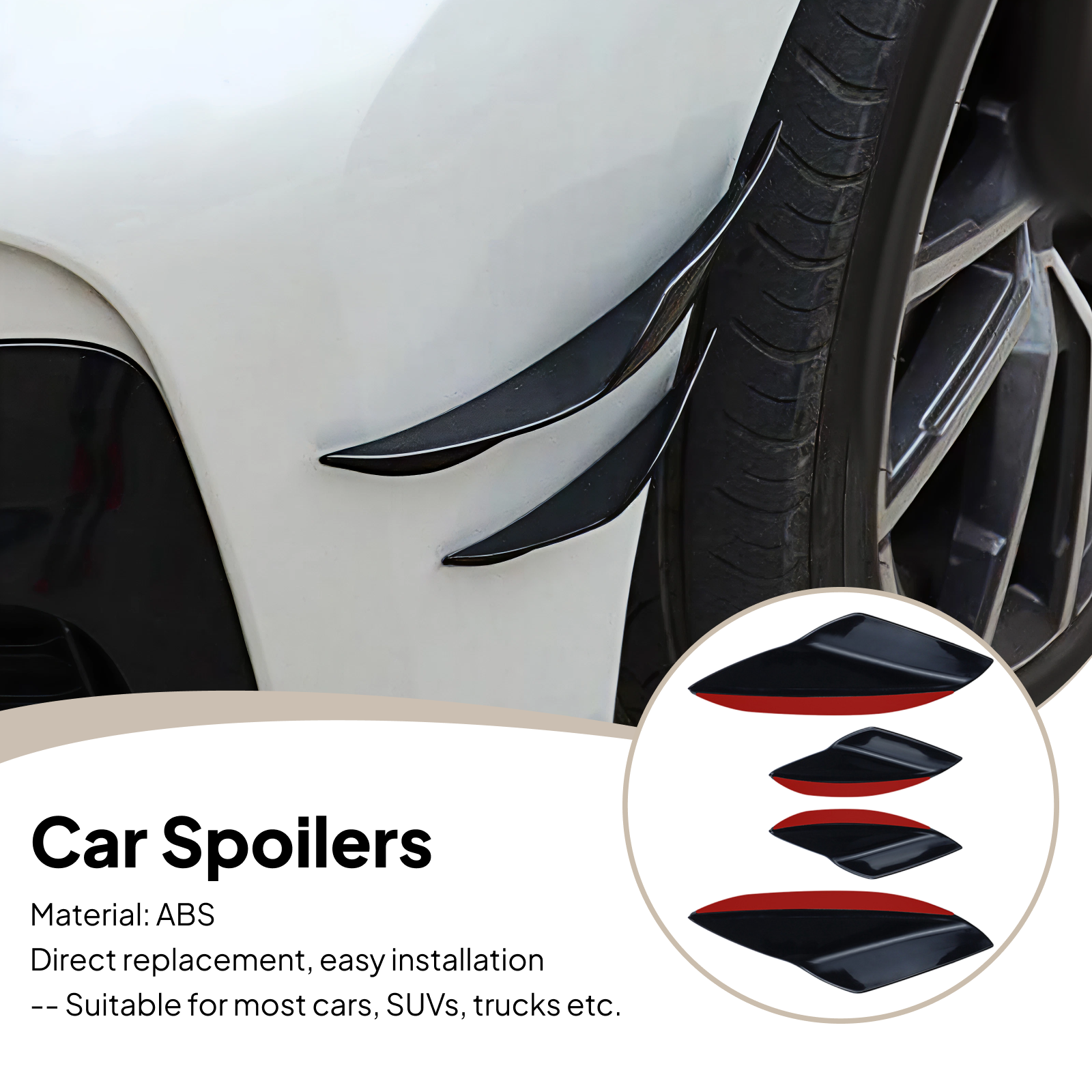 Diffusion Material Roll - 4Pcs Car Spoiler Canards Set Soft