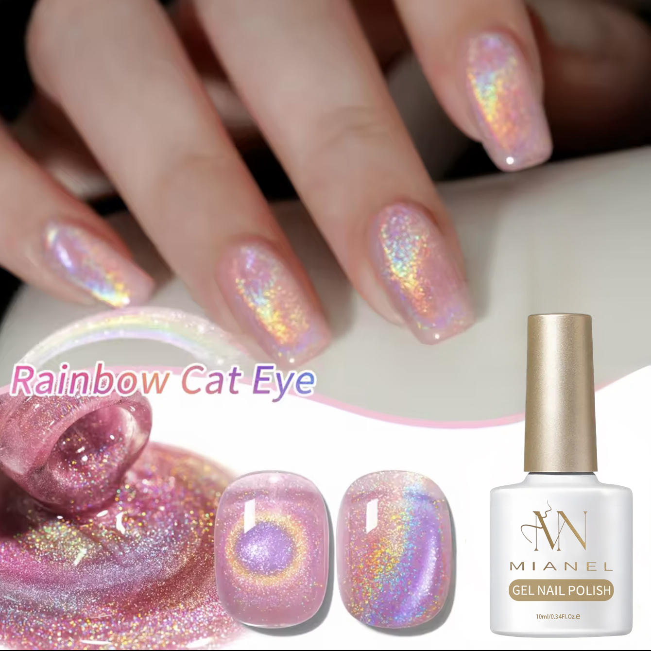 Photography Lighting Gels - 1-10pcs 10ml Pink Rainbow Cat Eye