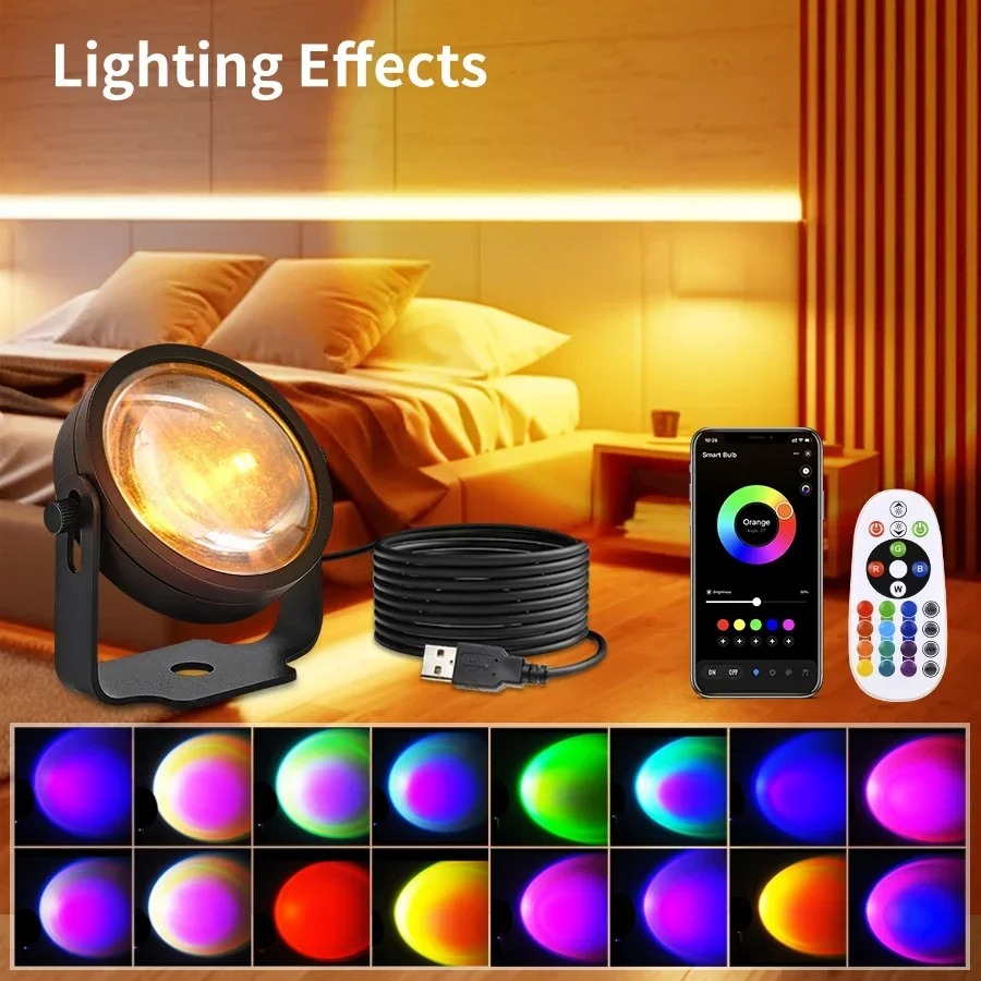 Photography Lighting Diy - Smart LED Sunset Projector Lamp Tuya
