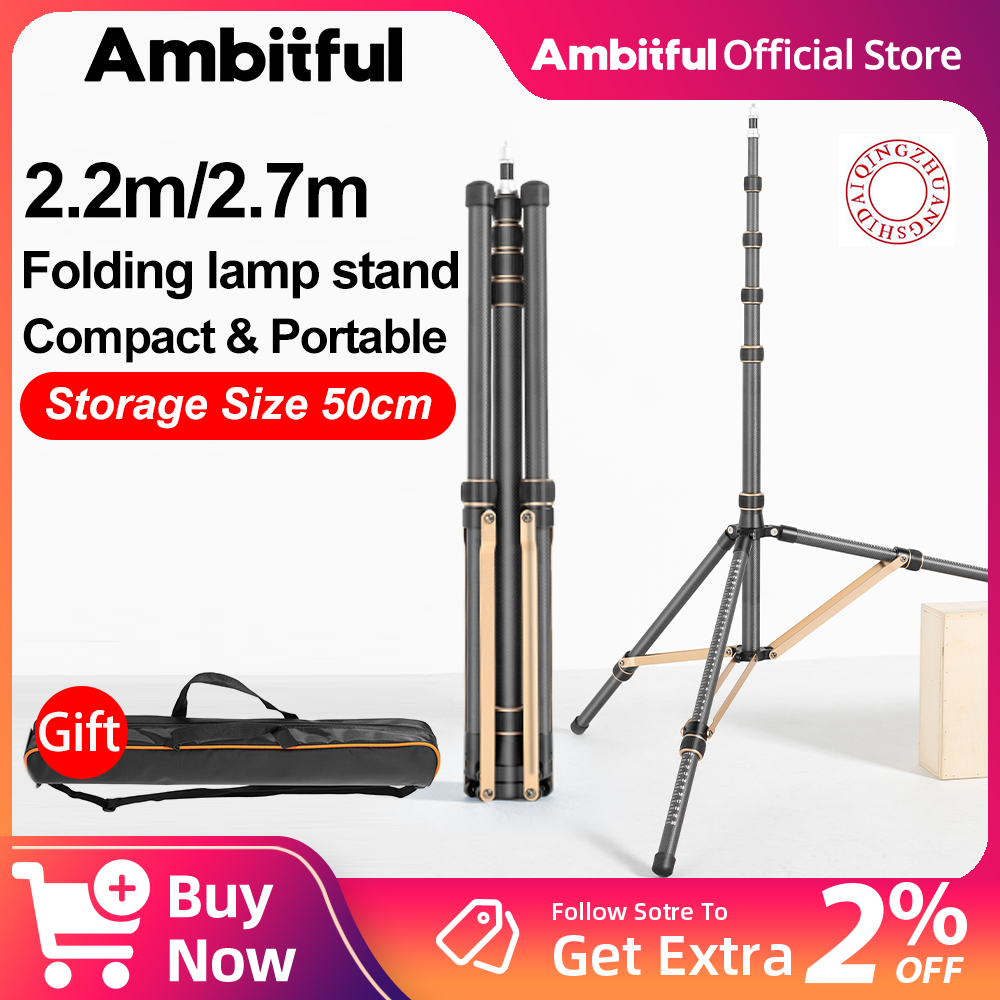 Photography Video Lighting Kit With Adjustable Tripod Stand - QZSD LS-255/285 2.2m 2.7m Portable Aluminum