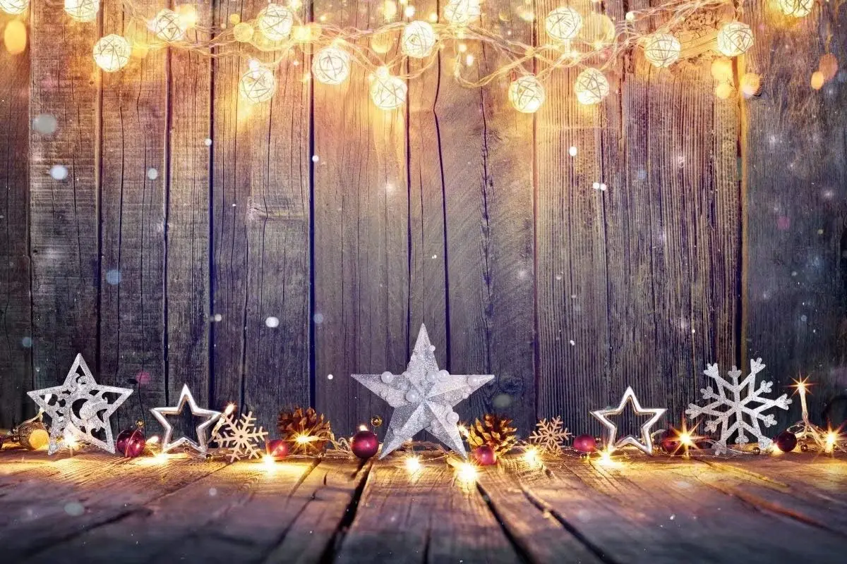 Vintage Photography Lighting - Christmas Backdrop Vintage Wooden Table Stars