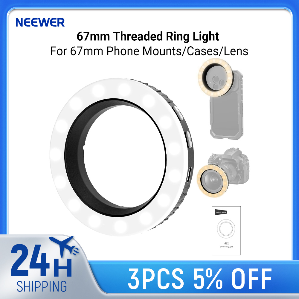 Photography Lighting Wand - NEEWER Basics 67mm Threaded Ring Light