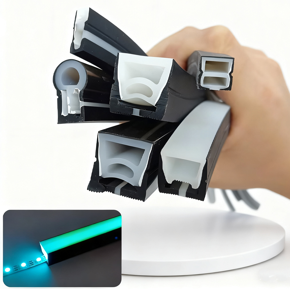 Diffusion Material Roll - Black Silicone Tube LED Neon Light