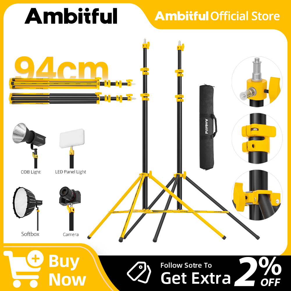 Photography Video Lighting Kit With Adjustable Tripod Stand - AMBITFUL GM280Y 280cm Professional Air Cushioned