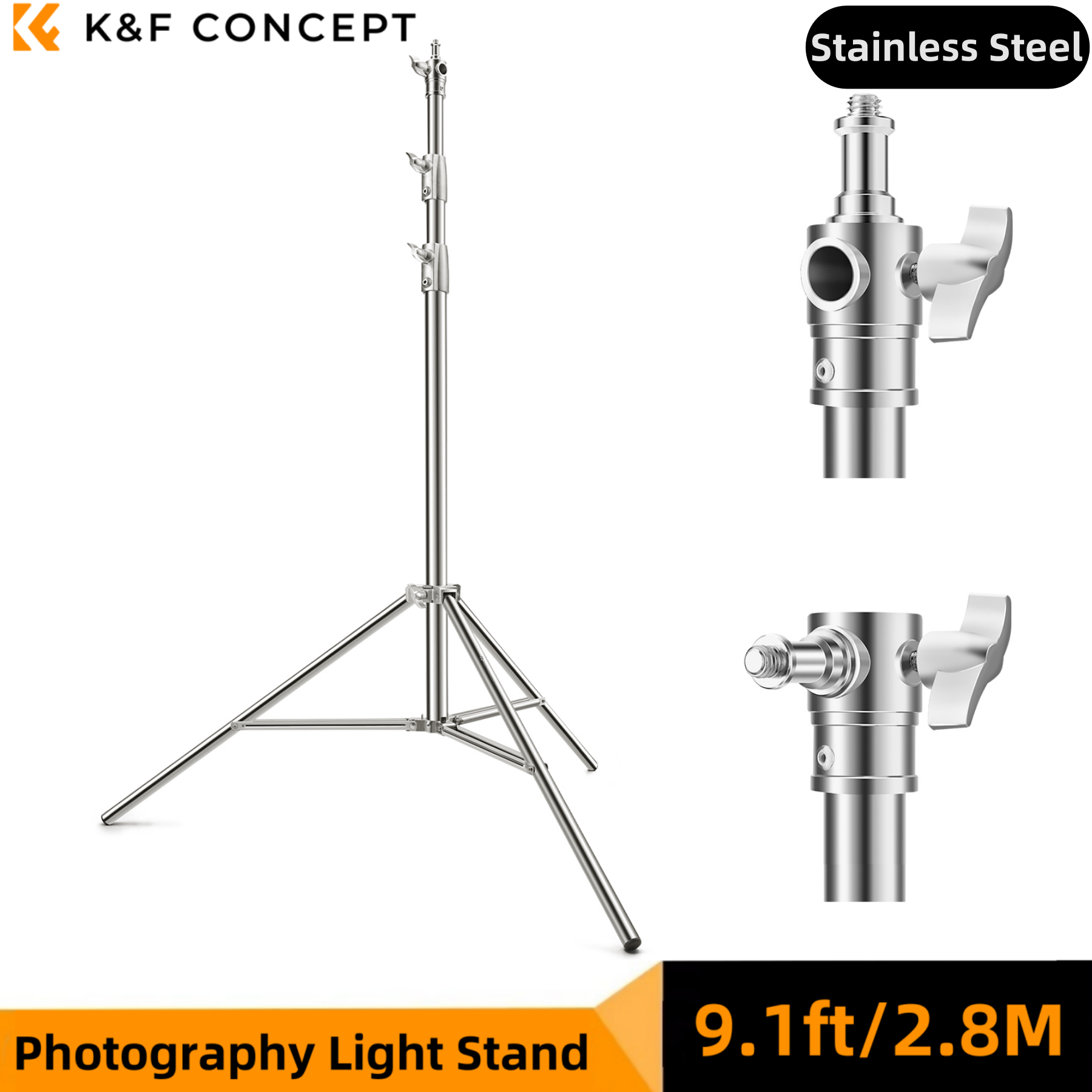 Photography Lighting Softbox - K&F CONCEPT 9.1ft/2.8 Stainless Steel Photography