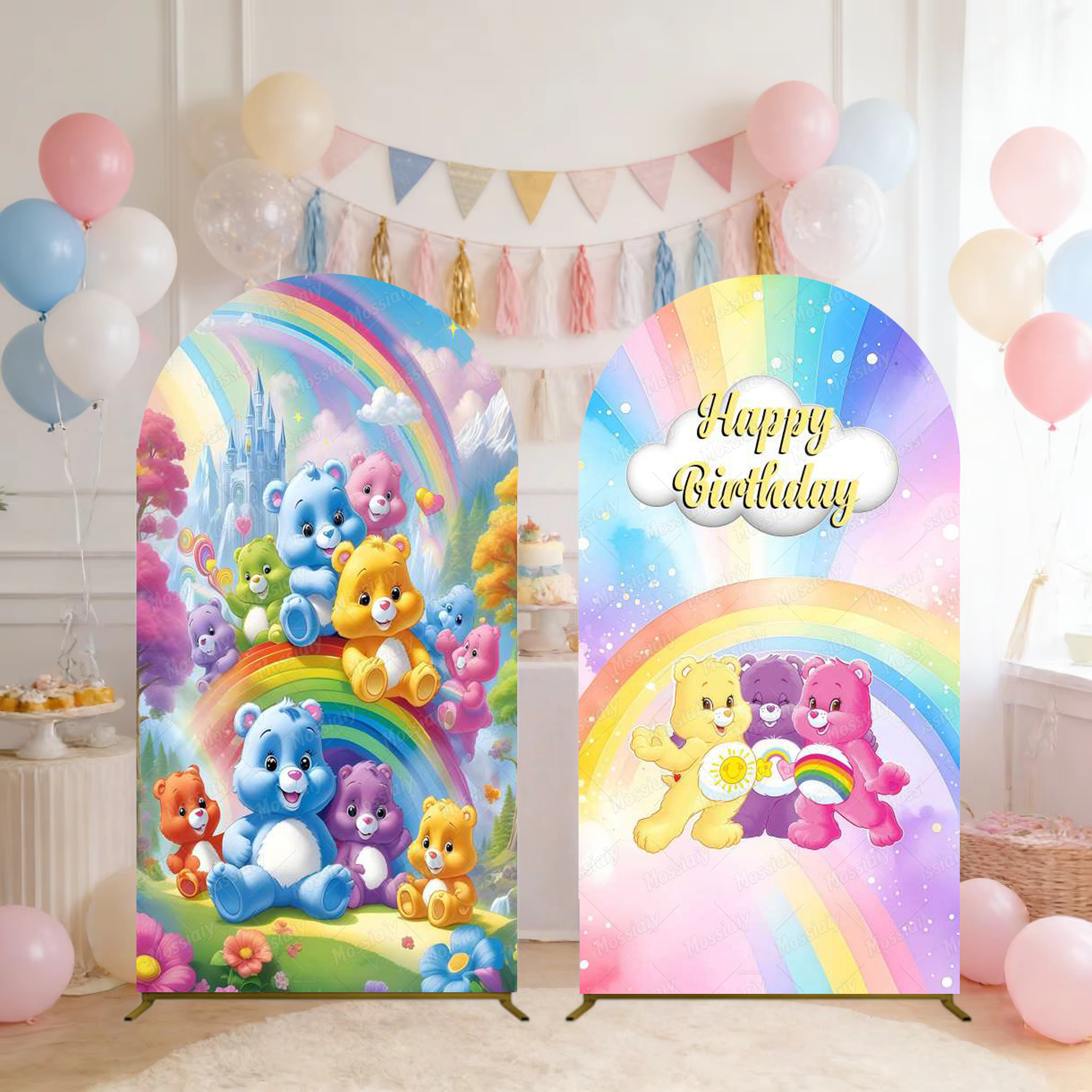 Photography Lighting Backdrop - Cute Rainbow Bear Arch Backdrop Cover