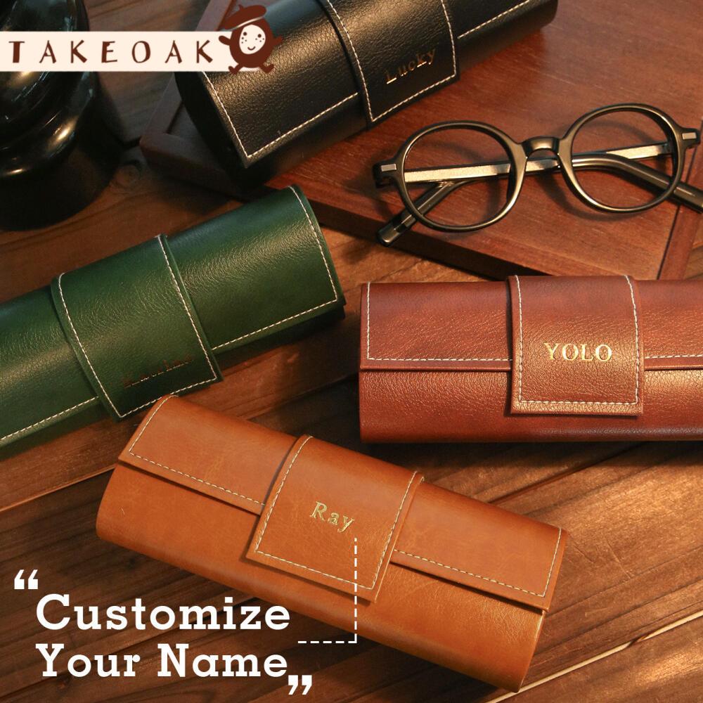 Vintage Photography Lighting - Personalized Custom Name Wrap Leather Eyeglasses