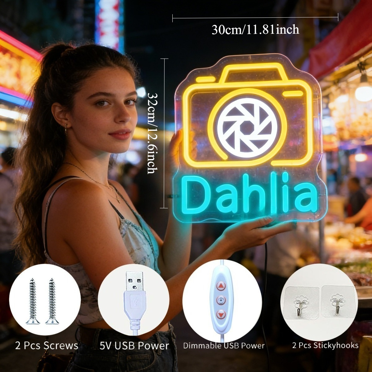 Dahlia Camera Neon Light Sign  - đánh giá và giá Vintage Photography Lighting