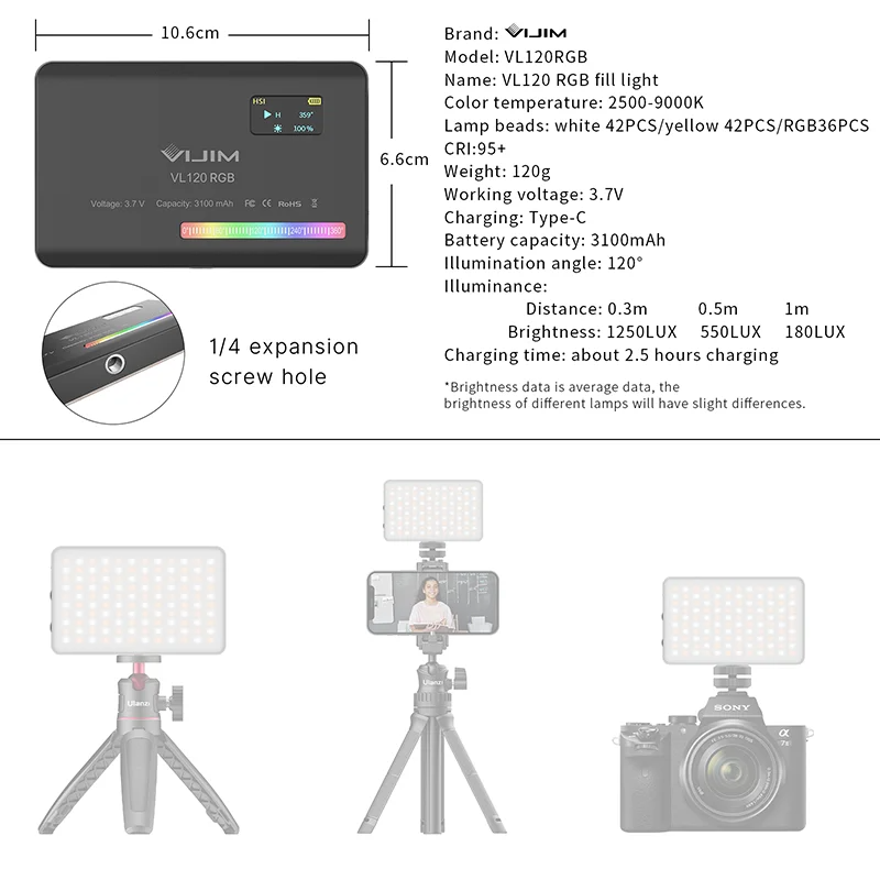 2026 New120 RGB Pocket Fill Li - đánh giá và giá Photography Mobile Lighting
