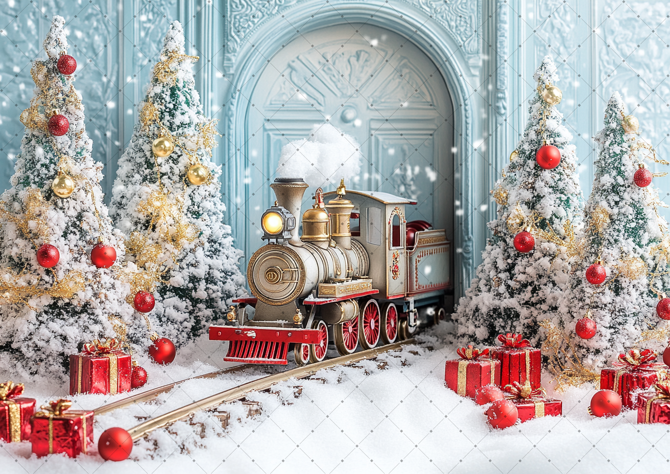 Vintage Train Christmas Backdr - đánh giá và giá Vintage Photography Lighting