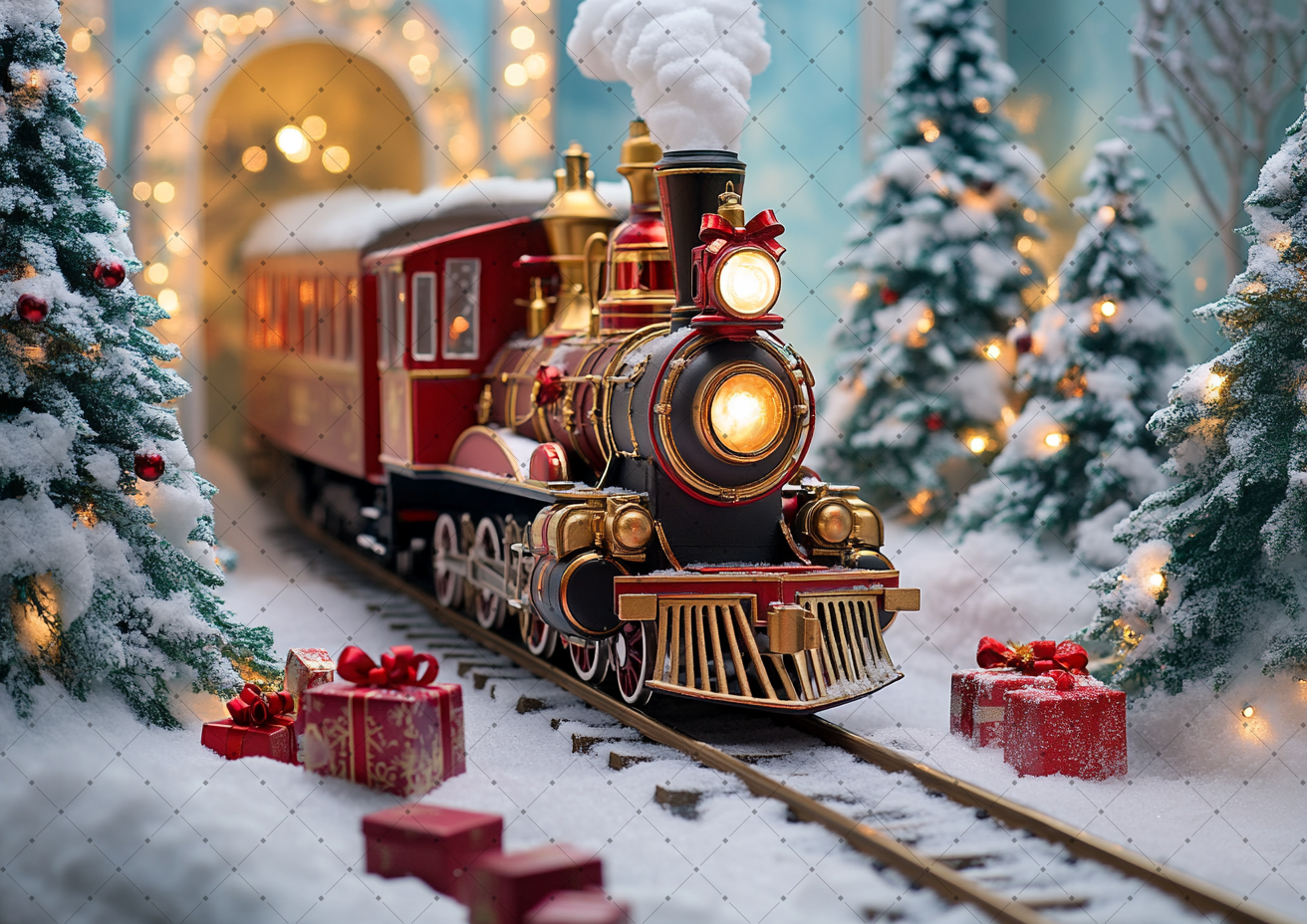 Vintage Train Christmas Backdr - đánh giá và giá Vintage Photography Lighting
