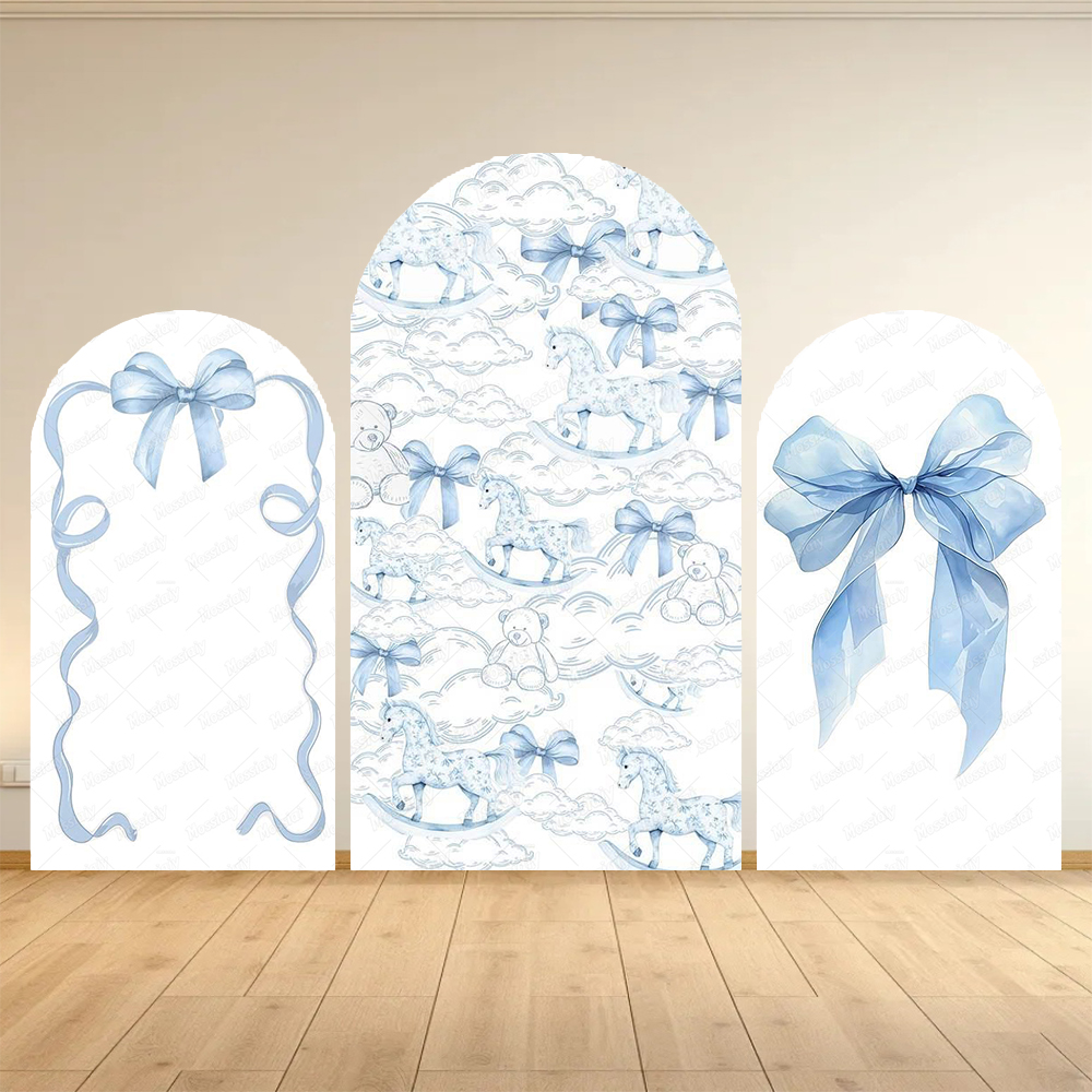 Blue Floral Bow Arch Backdrop  - đánh giá và giá Photography Lighting Backdrop