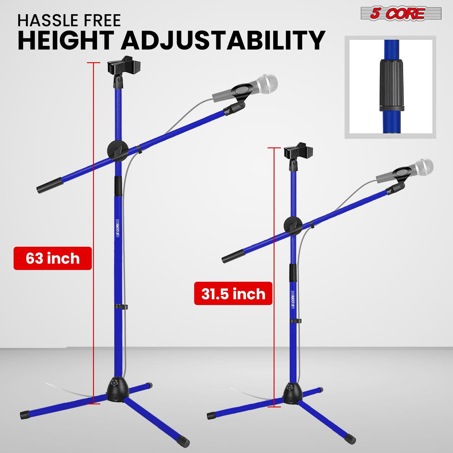 5 Core Mic Stand Floor Height  - đánh giá và giá Boom Arm Stand