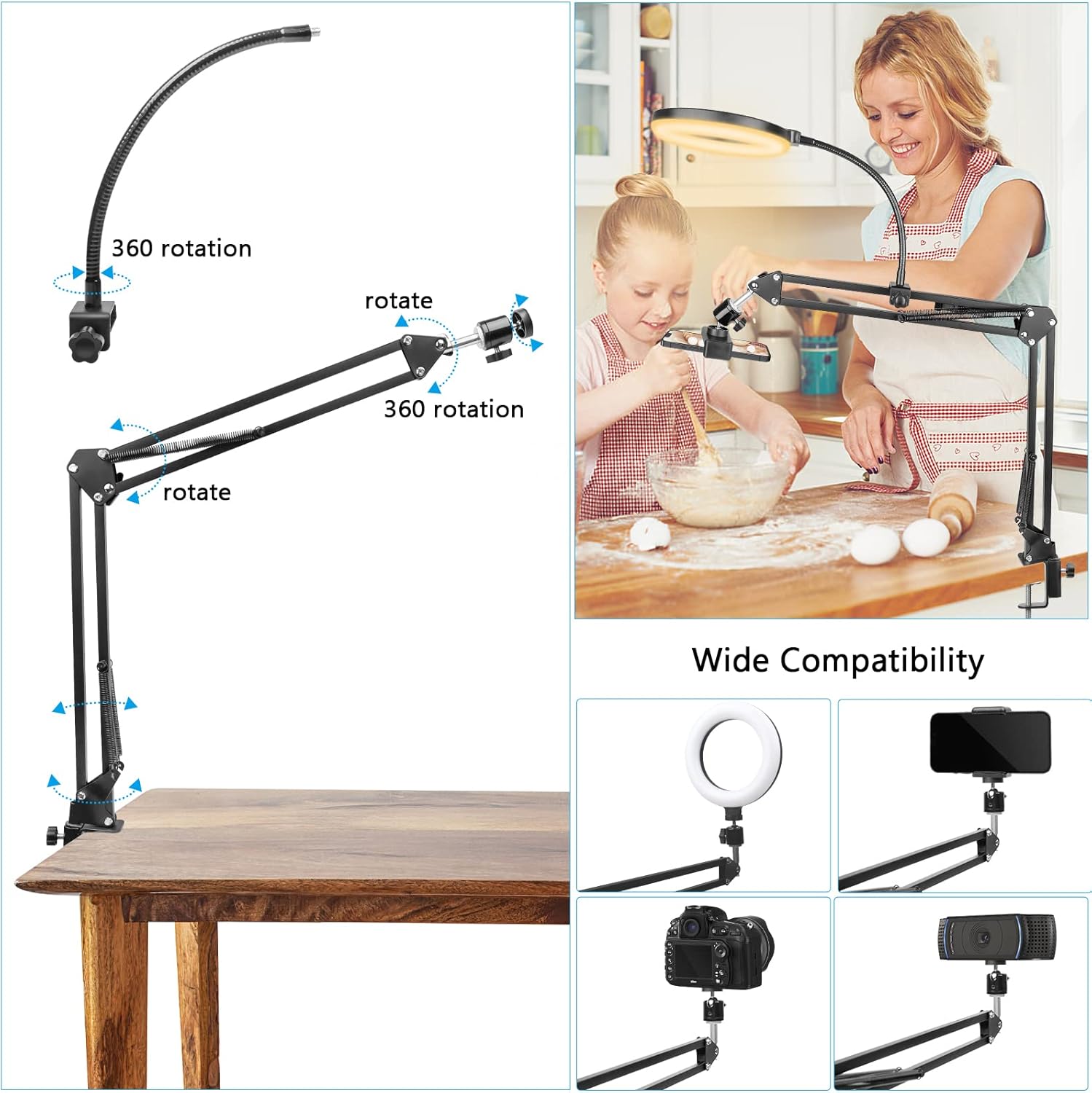 Ring Light with Stand and Phon - đánh giá và giá Photography Video Lighting Kit With Adjustable Tripod Stand