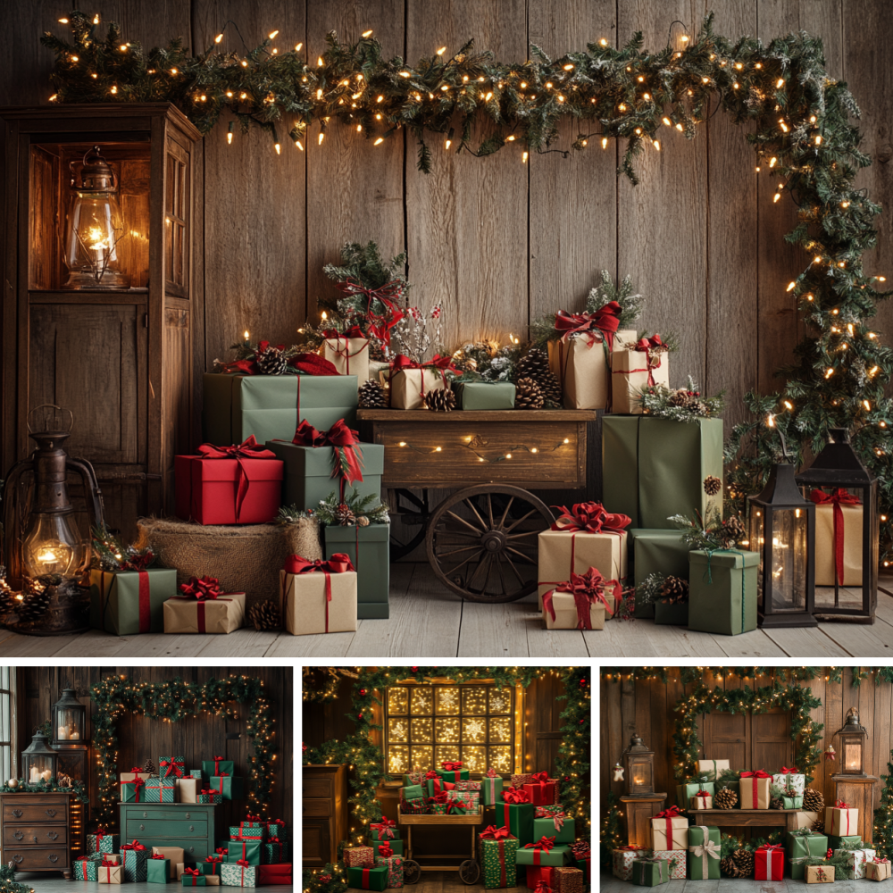 Rustic Brown Wood Wall Christm - đánh giá và giá Vintage Photography Lighting