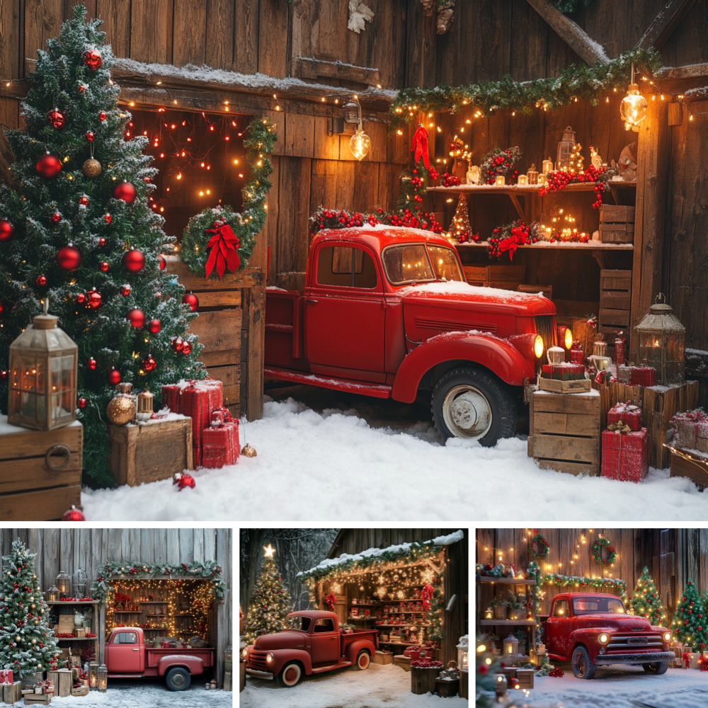 Wooden Barn Christmas Backdrop - đánh giá và giá Vintage Photography Lighting