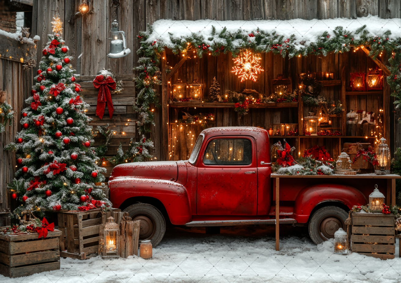 Wooden Barn Christmas Backdrop - đánh giá và giá Vintage Photography Lighting