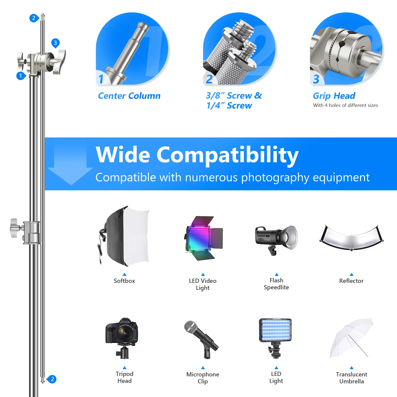 NEEWER Pro 100% Stainless Stee - đánh giá và giá Boom Arm Stand