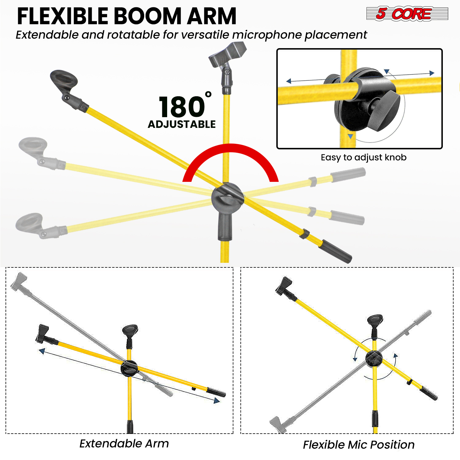 5 Core Microphone Stand Floor  - đánh giá và giá Boom Arm Stand